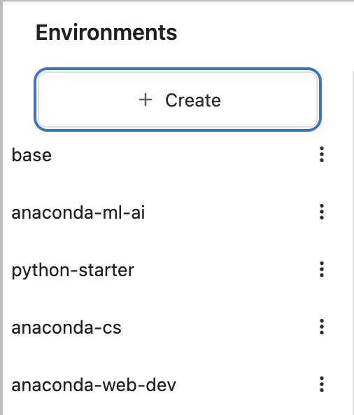 Screenshot highlighting the "Create Environment" button