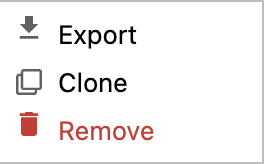 Screenshot of the environment context menu